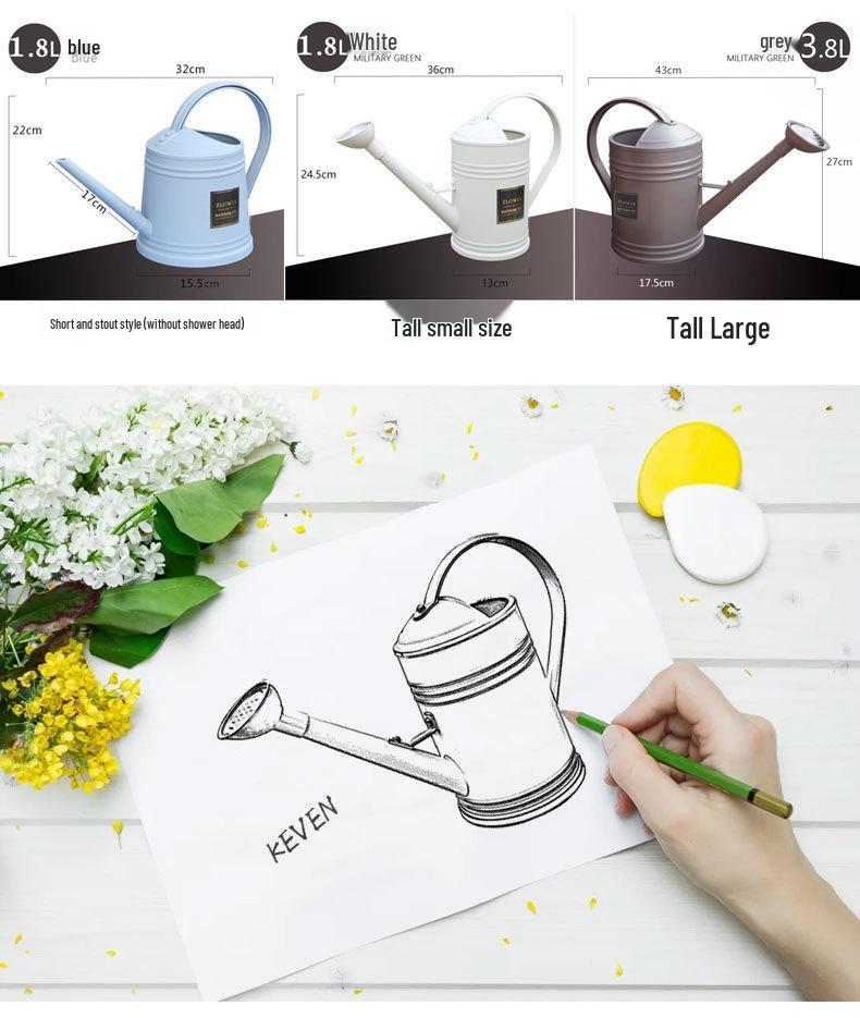 Long-Spout Plastic Watering Can, Imitation Tinplate, for Flowers, Plants, and Vegetables