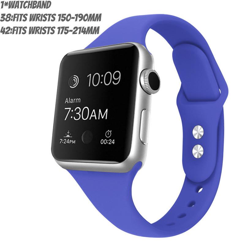 Apple Watch Band Slim Waist Silicone Strap Double Buckle Lightweight Fitness