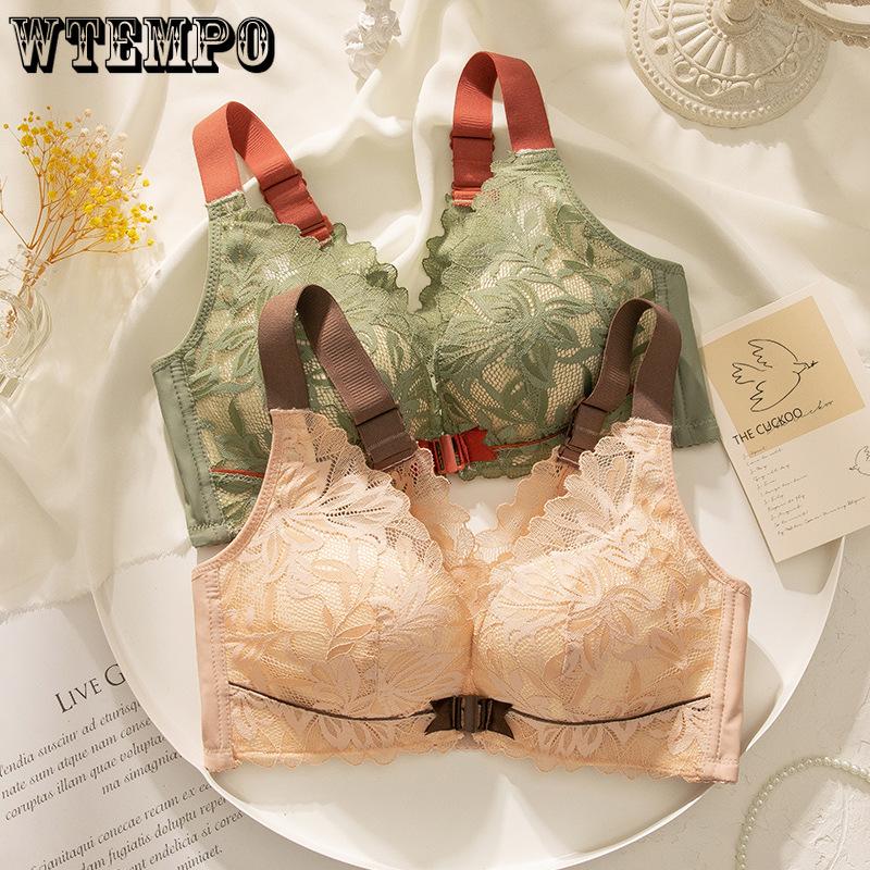 

Front Button Bra Women s Beautiful Back Gathered Underwear Anti Sagging Women s Underwear Women s Summer 40/90C зелений