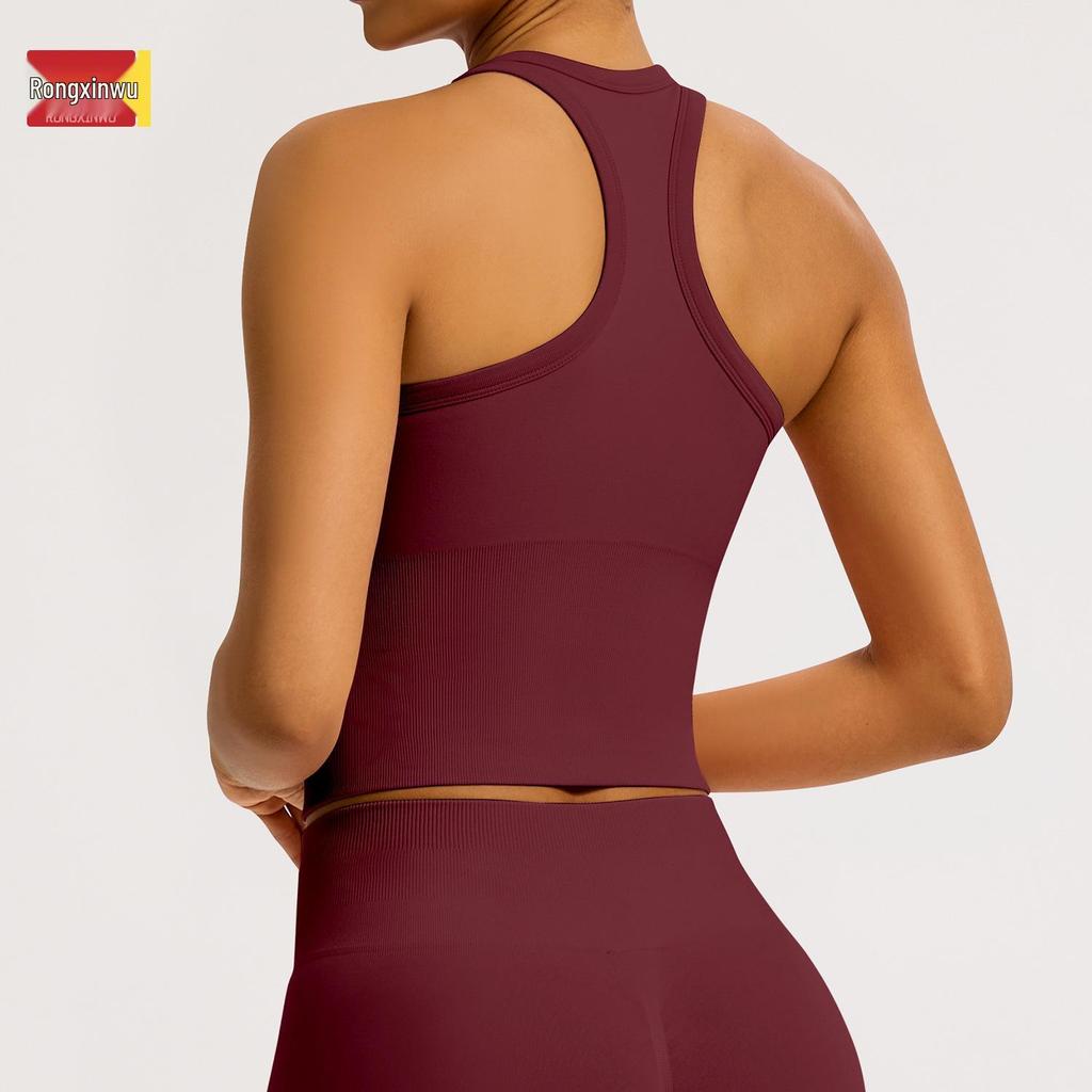 Women’s Seamless Racerback Yoga Tank Top – Belly Covering Fitness Sports Apparel