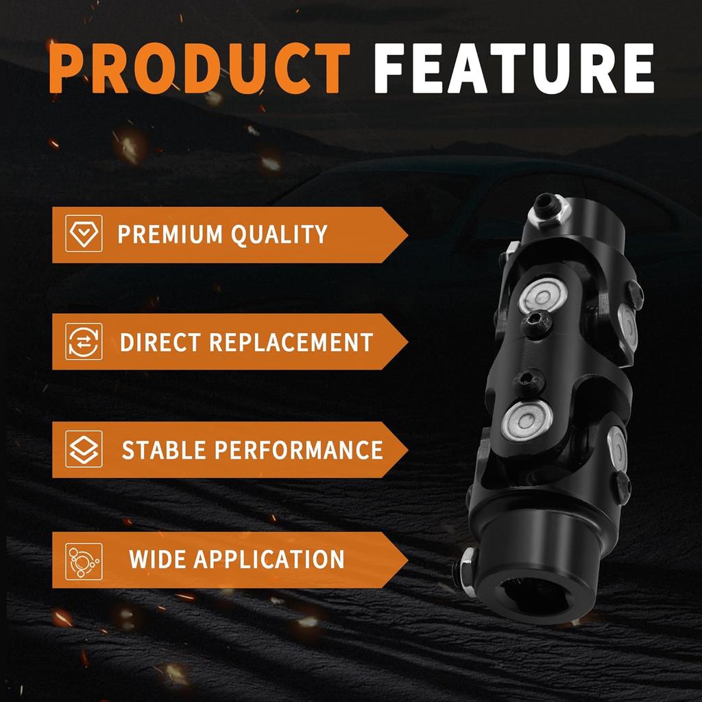 3/4" DD X 3/4" DD Double U-Joint Black Steering Shaft Universal Joint 127Mm Length 35° Degree