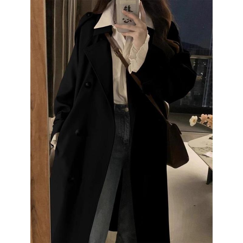 Khaki Trench Coat Women's Medium and Long New Coat