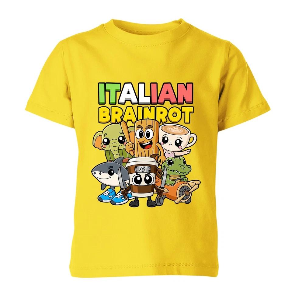 Italian Brainrot Funny Meme Unisex Kids T-Shirt Meme Gamer Gen Christmas Xmas 150