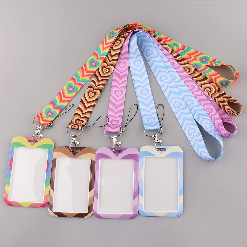 Buntes herzförmiges Lanyard mit Ausweishalter | Strapazierfähiges, bequemes Band für Damen, Mädchen, Schüler, Lehrer, Krankenschwestern, Ärzte, Büroangestellte