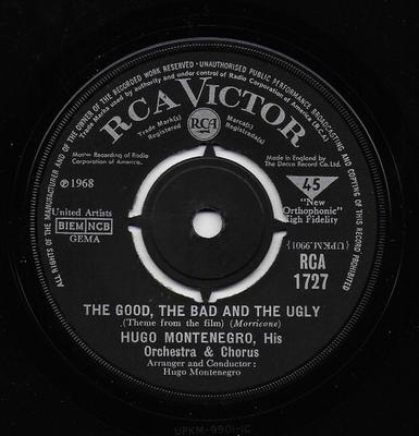7inch Record HUGO MONTENEGRO, HIS ORCHESTRA & CH - The Good, The Bad And The Ugly RCA1727 RCA Victor 1968 UK Jazz Used