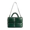 Women's PU leather padded bag woven soft casual white feminine cotton padded shoulder bag