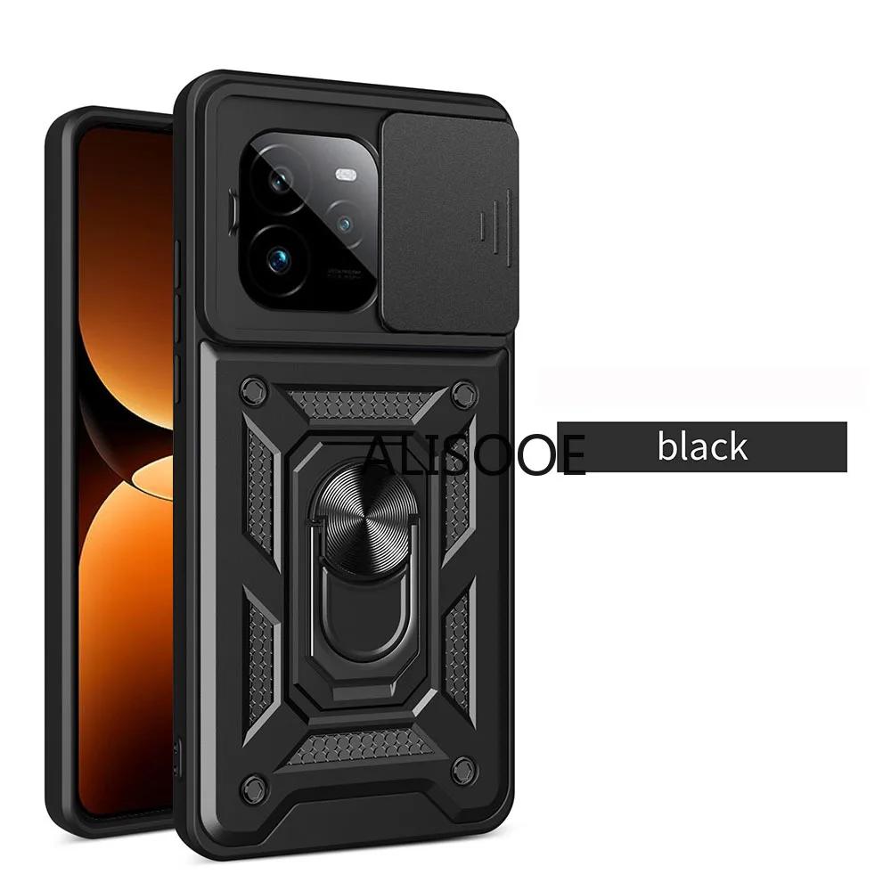 

Slide Camera Armor Capa для Realme GT 7 Pro Чехол-кольцо-подставка Защитная задняя крышка для Realme GT7 Pro Ударопрочный Funda for Realme GT 7 Pro чёрный