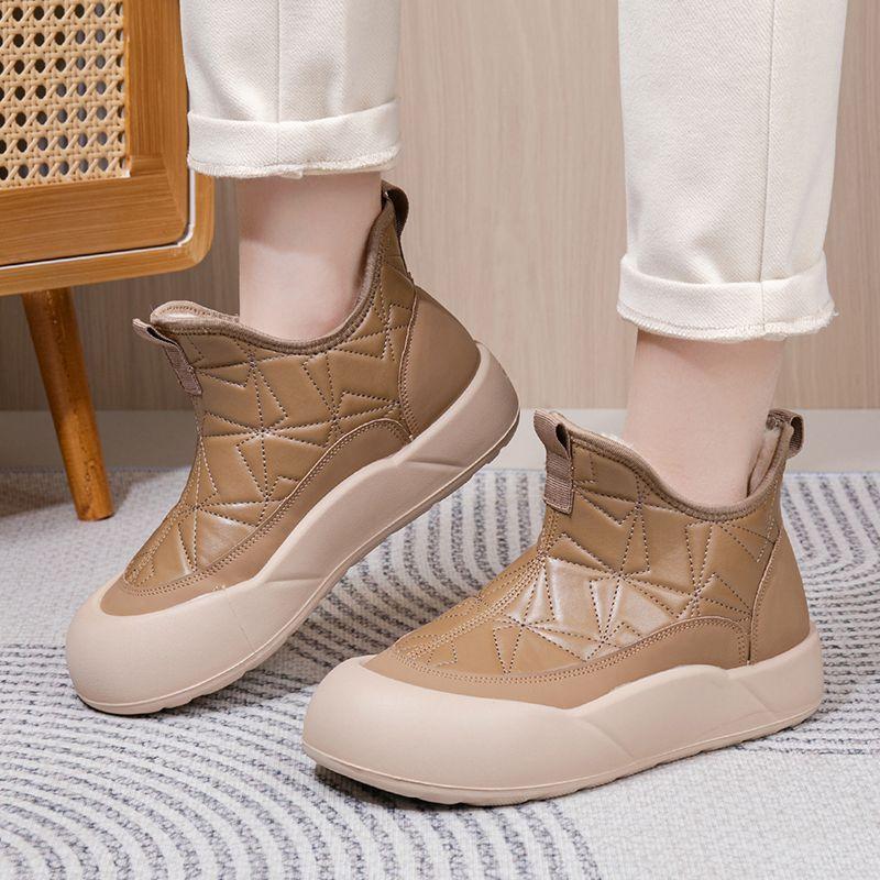 Modische Wasserdichte Klobige Damenschuhe Winter Runde Zehenpartie Damen Schneestiefel Rutschfest Bequem und Elegant Y2k Plüsch Warm Schick Knöchel