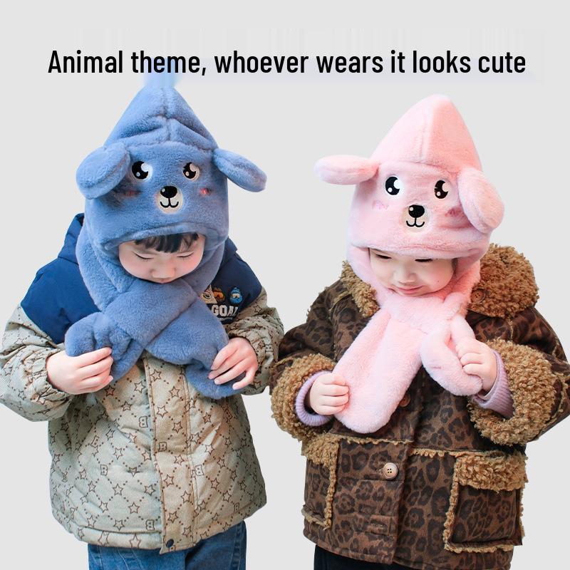 Kids' Windproof Autumn/Winter Hat with Ear Protection & Scarf for Outdoor Cycling