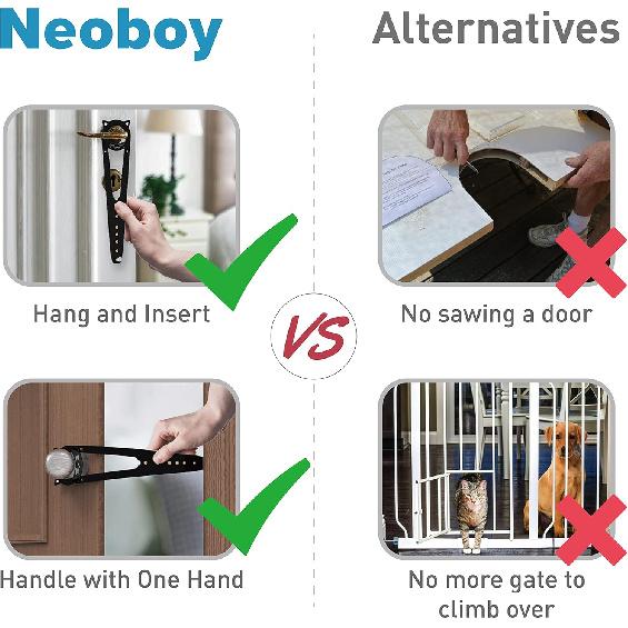 Cat Door Latch with Stabilizer, 7 Sizes Adjustable Cat Door Holder Latch to Keep Dog Out of Litter Box, Economical Alternative of Pet Gates and