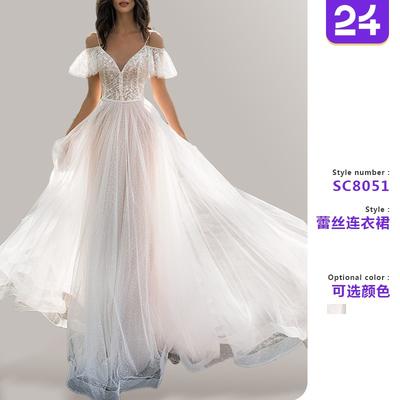 Neues großes Hochzeitskleid schlank und dünn schulterlang dick Spitze Blume schulterlang Frau