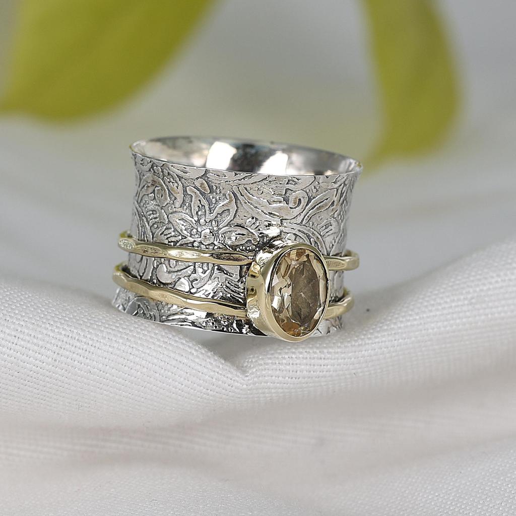 Meditation Spinner Ring, Silver Jewelry, Anxiety Ring, Fidget Ring, Birthstone Jewelry