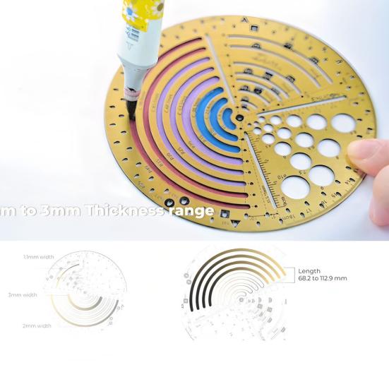

Multifunctional Drawing Ruler Angle And Circle Maker Geometric Drawing Template Metal Measuring Tool for School Office Supplies C