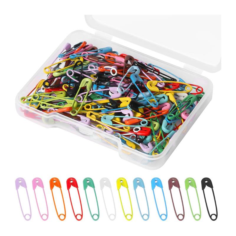 120Pcs Colorful Mini Safety Pins with Clear Case 19mm Metal Safety Pin for Clothes Sewing Jewelry DIY Plush Toy Garment Hang Tag