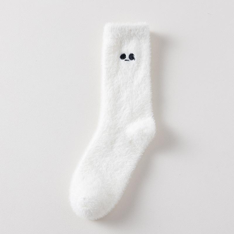 Kvinners vintermink fløyel lange gulvsokker Tykke plysj bomullssokker Fashion Expression Pack Søte mellomrørsokker damesokker