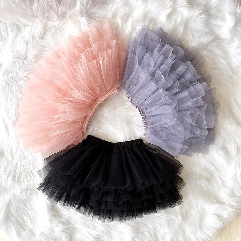 Little Girls Tutu Skirts Black Fluffy Toddler Tulle Princess Ball Gown Pettiskirt Ballet Dance Kids Party Birthday Skirt