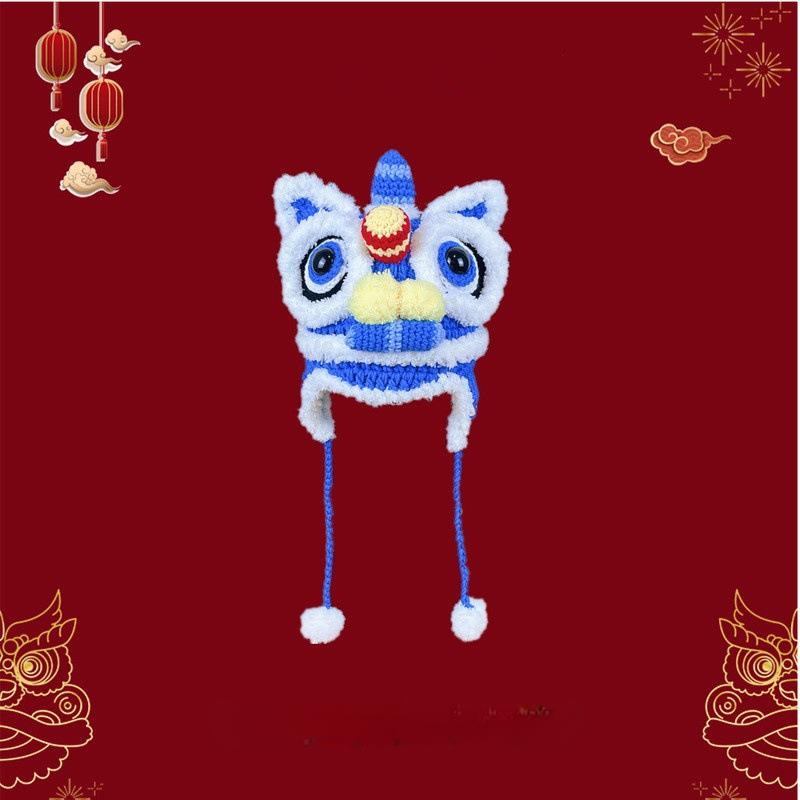 

Шапка в китайском стиле «Пробуждение Льва» для родителей и детей, осенне-зимняя теплая шерстяная шапка, новогодняя детская шапка kid3-10 years old