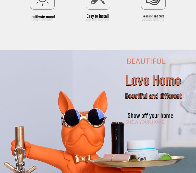 Französische Bulldogge Ornament Tablett - Heimdeko Schlüsselhalter