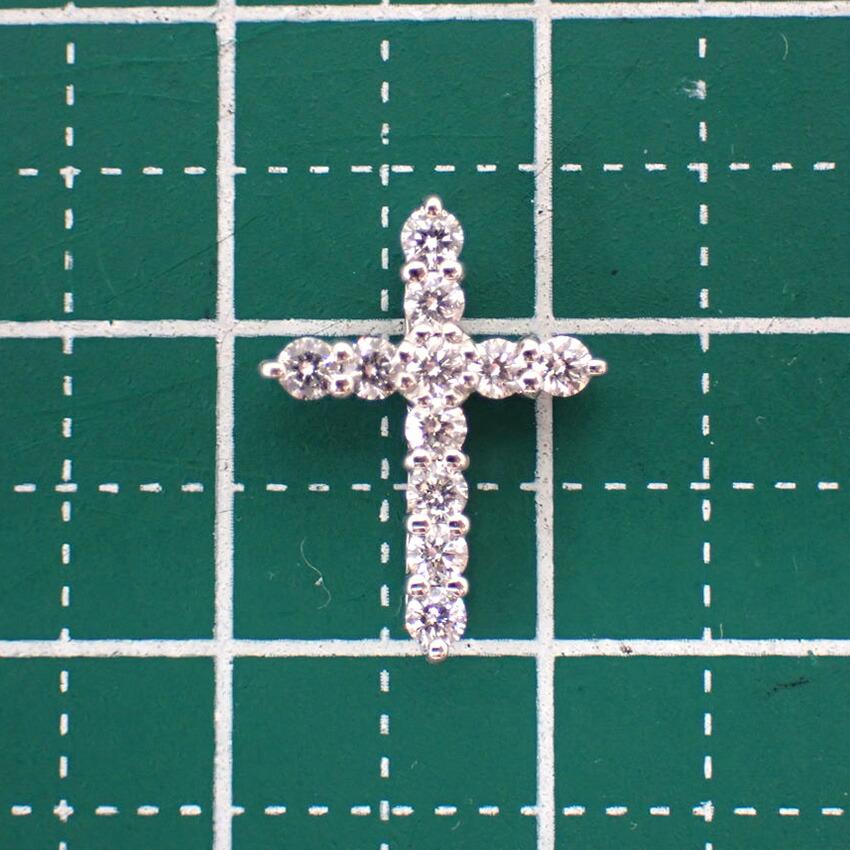 [Used] Pt900 Diamond/0.25ct Cross Pendant/g524-20