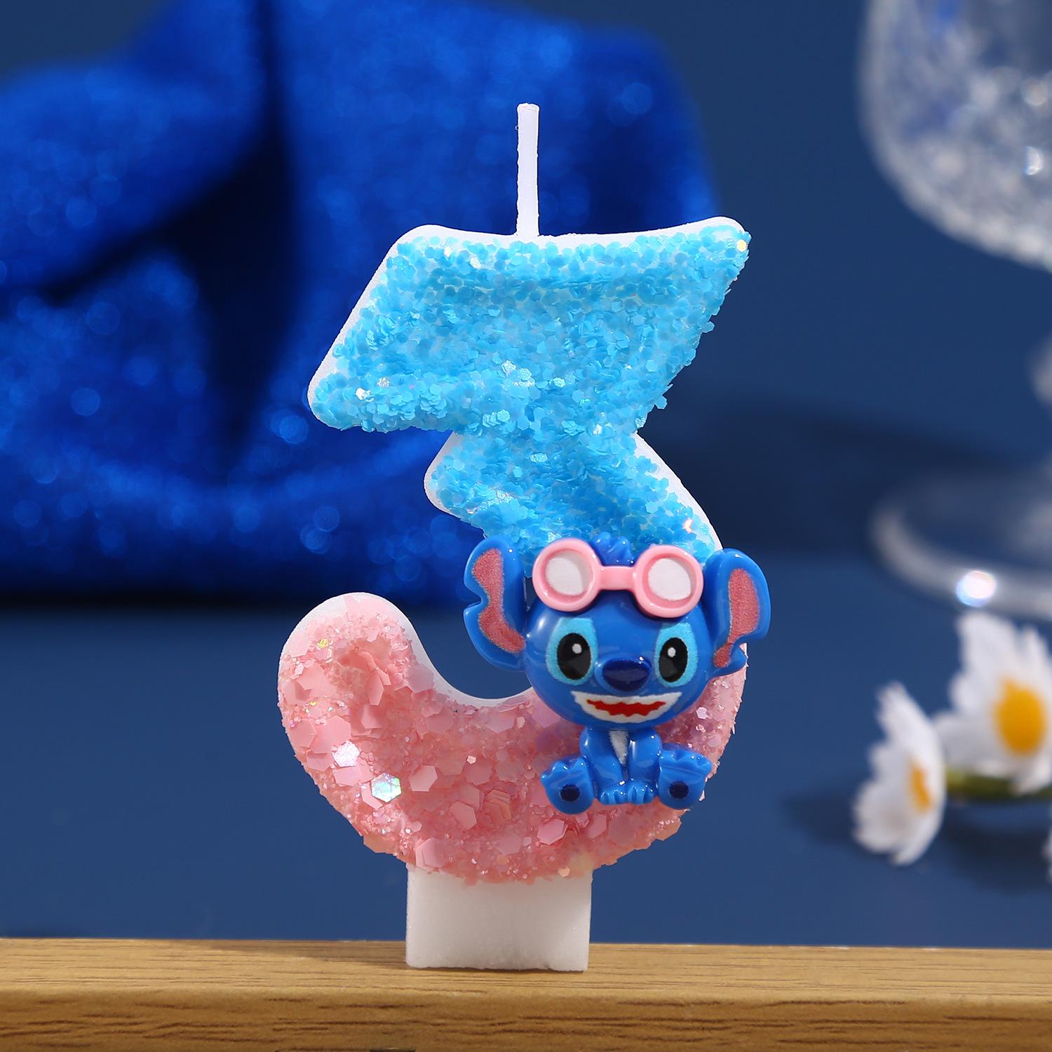 

Creative Luminous Blue Stitch Digital Birthday Candle for First Birthdays