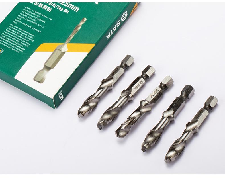 SATA High-Speed Steel Metric Tap Set: 5-Piece with Taps, Tapping Wrench, Drill Bits (50803, 50806, 50805)