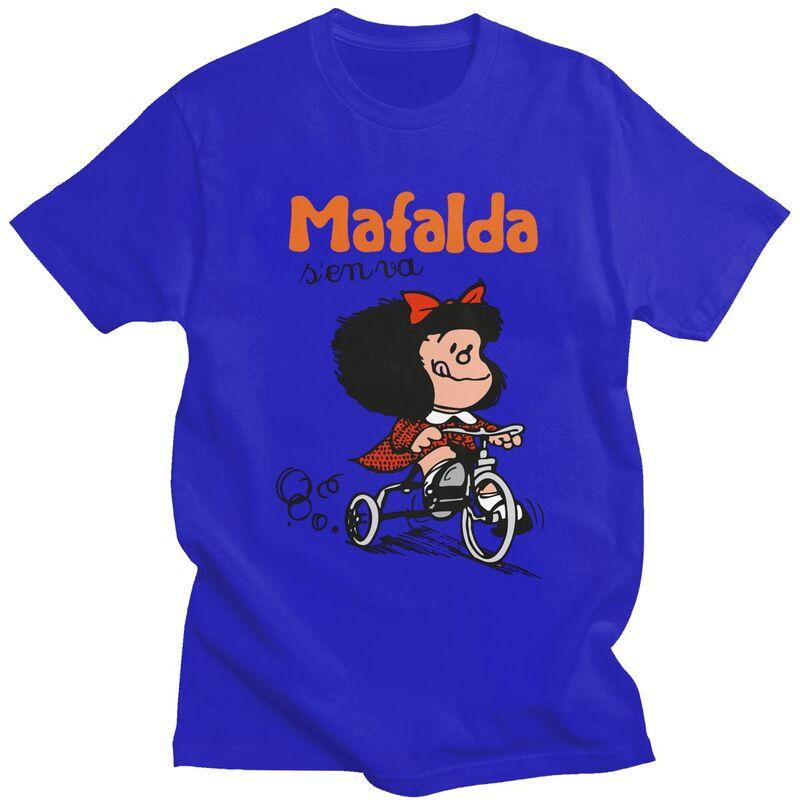 Custom Quino Comic Cartoon Mafalda T Shirt for Men 100 Cotton Tshirt Fashion Tees Short Sleeves Tshirt Clothing
