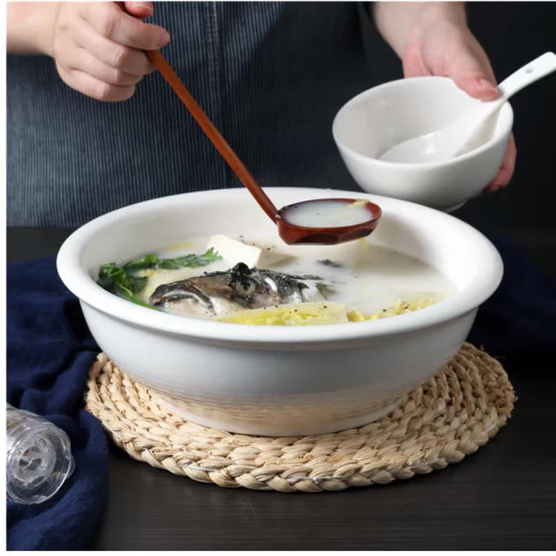 SIFAR 8-inch Pure White Ceramic Soup Bowl
