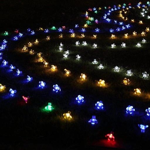 Lampki Ogrodowe Solarne Kwiatki 7M 50Led Multikolor - Do Dekoracji Ogrodu