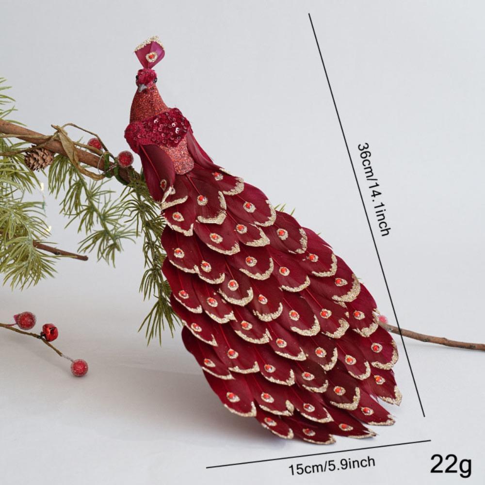 Realistic Feathers Christmas Peacock Decoration Shimmering Peacock Doll Toy 2025 Navidad Decor