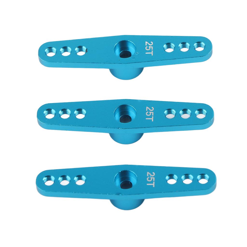 3Pcs 25T Aluminum Alloy RC Servo Arm Horn Long Type for 1 10 Remote Control Car Upgrade PartBlue