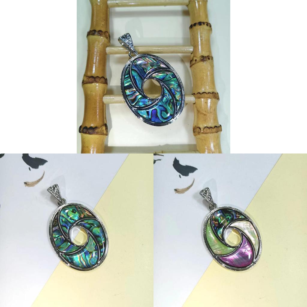 Shell Inlay Geometric Pendant Necklace With Diy Charm For Fashion Enthusiasts