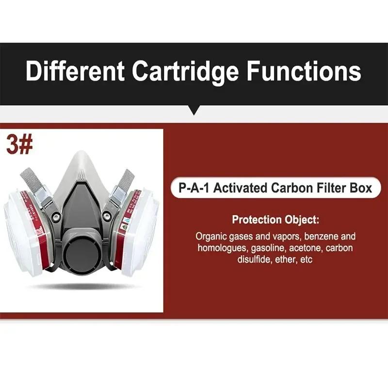 Filter 6200 reusable half-mask respirator with cotton filter goggles, suitable for painting, spraying, polishing, and workplace