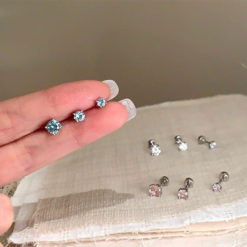 Ear-Caring Bi Medical Titanium Steel Flash Diamond Ear Bone Stud Small and Delicate Ear Stud Female Earrings Sleep No Need to Take off Earrings