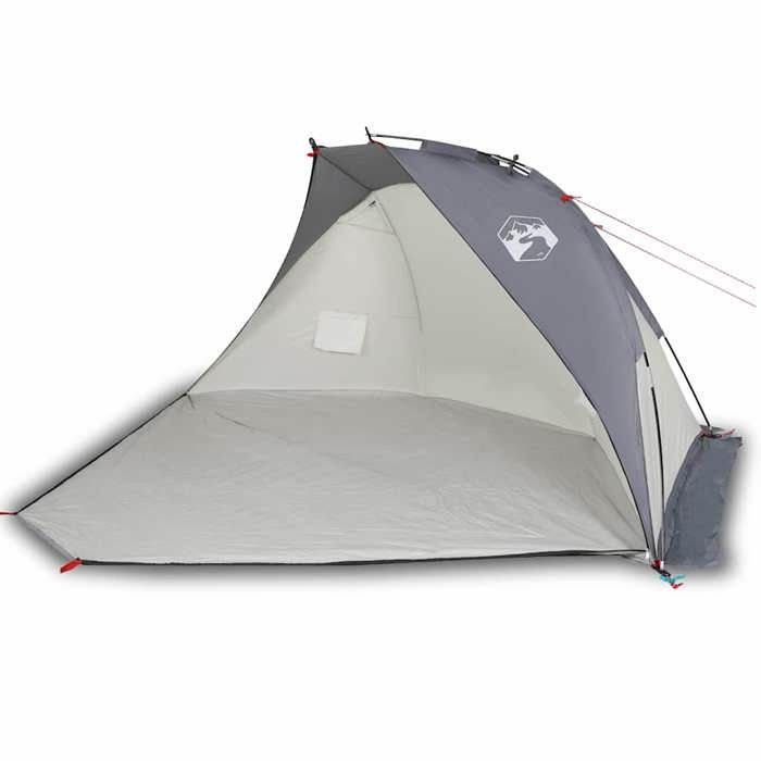 VidaXL Tente de Plage, Abri de Plage avec Sac de Transport, Auvent de Camping, Tente d'Ombrage Jardin Extérieur, Patio Gris 94408