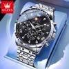 OLEVS Original Men's Watches New 7 Hands Multifunctional Quartz Watch for Men Steel Strap Moon Phase Chrono Waterproof Man Watch