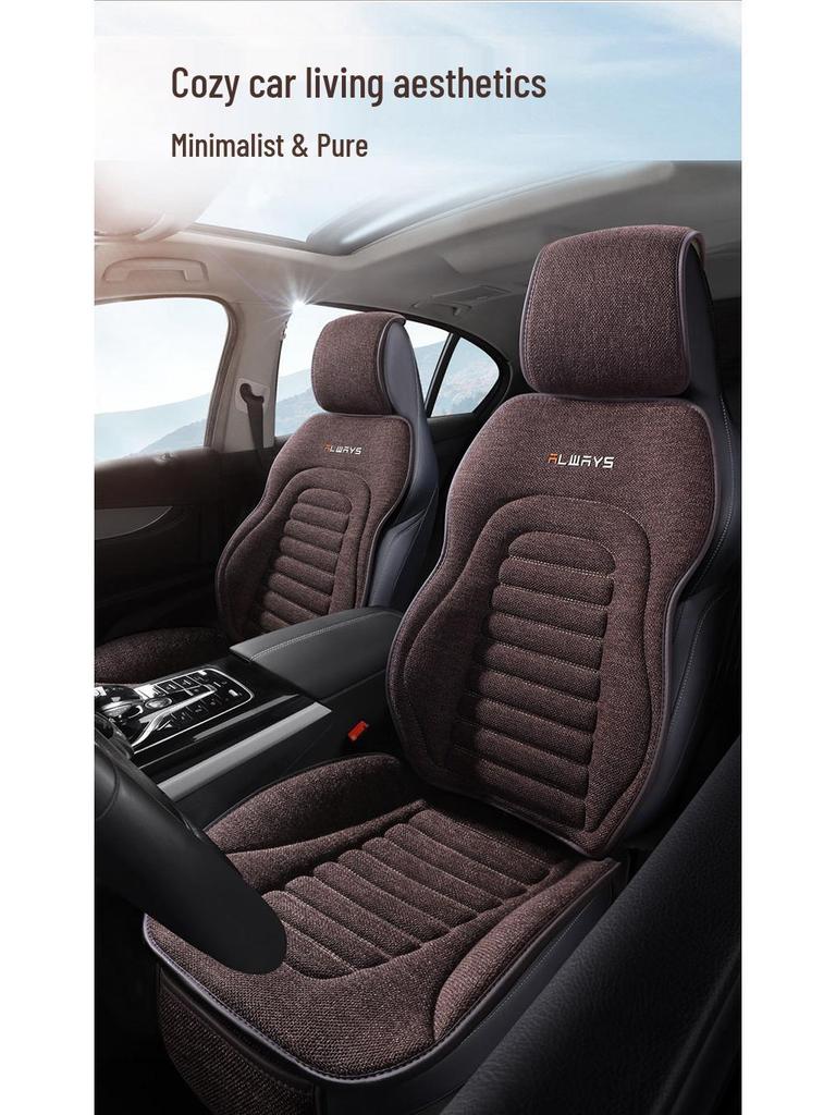 Universelles Vier-Jahreszeiten Leinen Autositzkissen - Atmungsaktiv, Halbumschließende Satteldecke für den Sommer