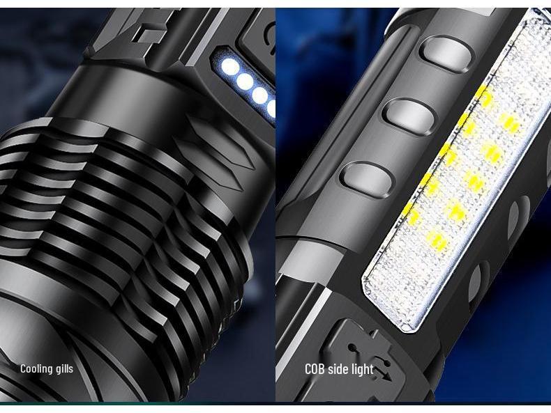 USB Rechargeable Multi-Functional White Laser Flashlight with Side Red and Blue Warning Lights