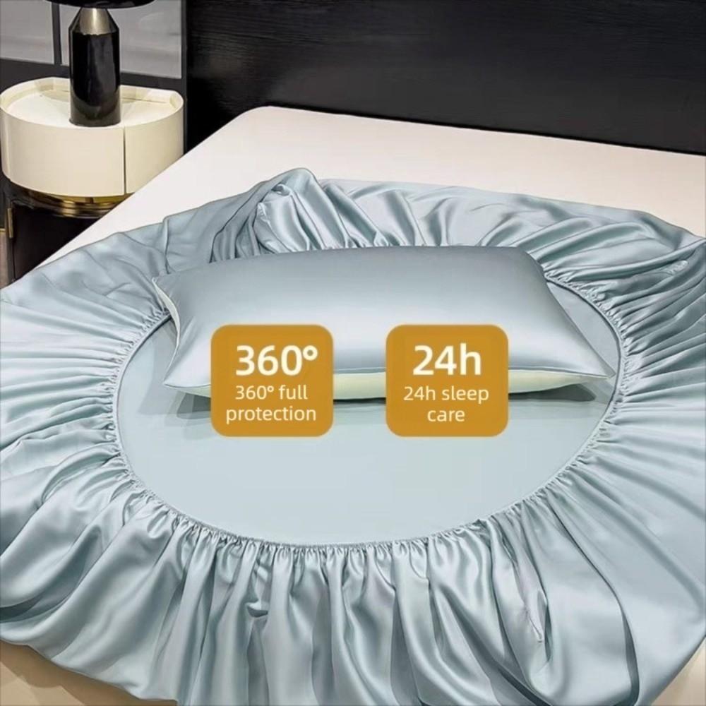 Ice Silk Cooling Fitted Sheet Elastic Band Bed Sheet Breathable Mattress Cover  Home