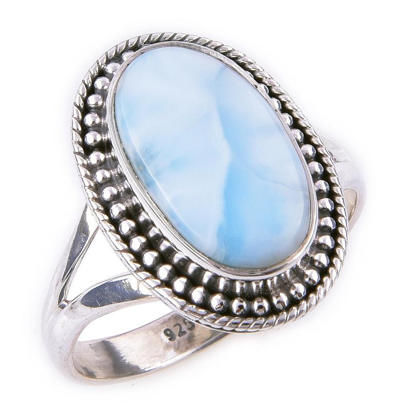 Natural Republic Larimar Gemstone Handmade 925 Sterling Silver Ring Size 10 d9K43