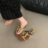 Niche high-heeled silver cool slippers fashionable outer wear 2025 new summer French temperament wedge heel with skirt sandals