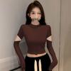 Women's Black Ribbed Slimming Semi-High Neck Knitted Top - Long Sleeve Autumn/Winter Fashion