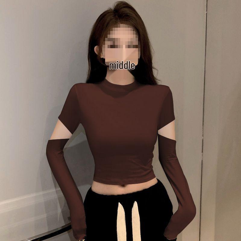 Women's Black Ribbed Slimming Semi-High Neck Knitted Top - Long Sleeve Autumn/Winter Fashion