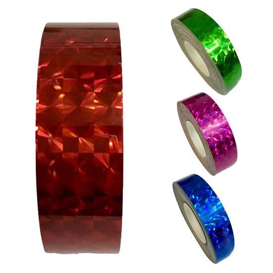 1,2 cm x 18 m glitzerndes, holografisches, quadratisches Glitzerköder-Prismenband für Geschenkverpackungen