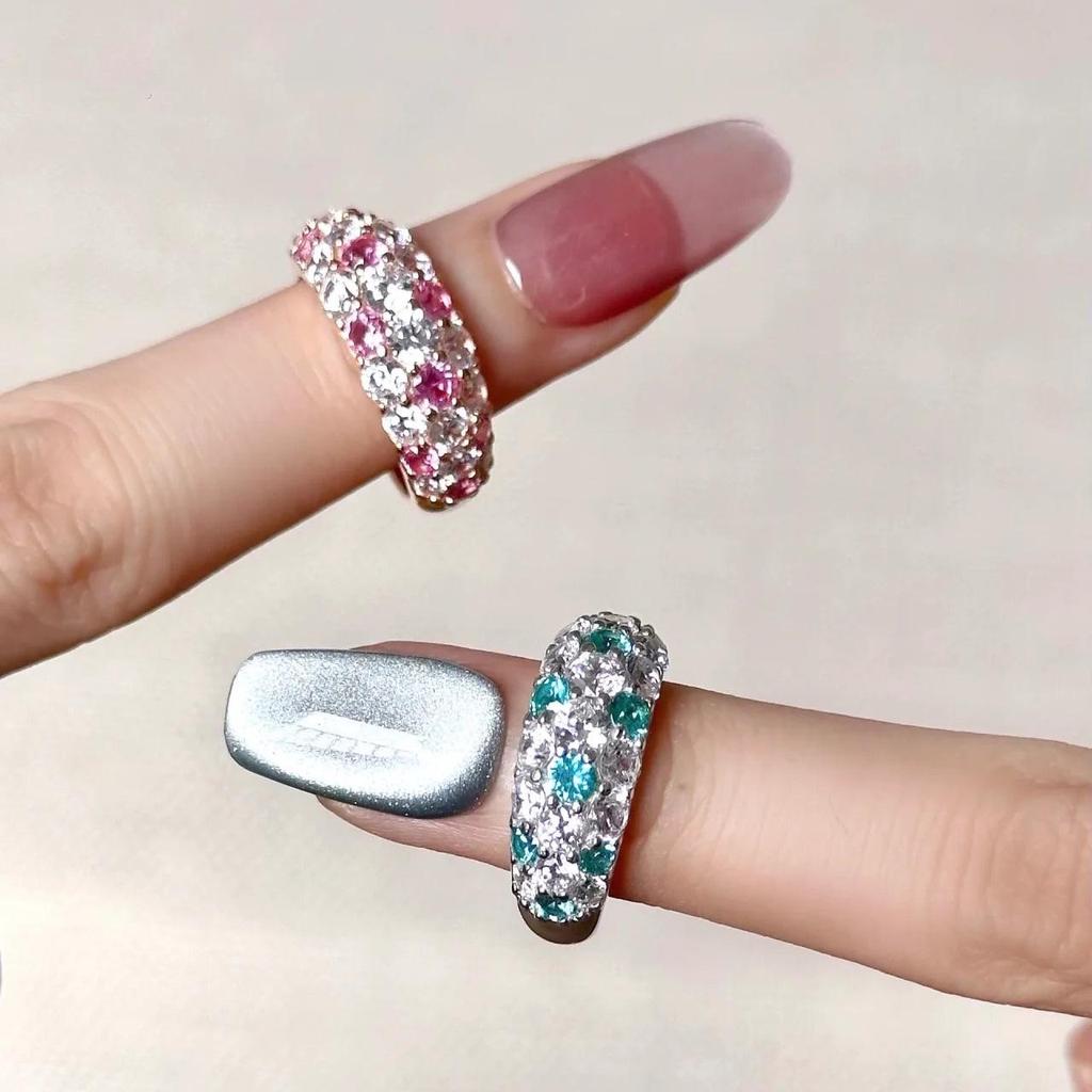 Paraiba Mint Ring: Pink Corundum & Diamond Pavé in Old Money Style