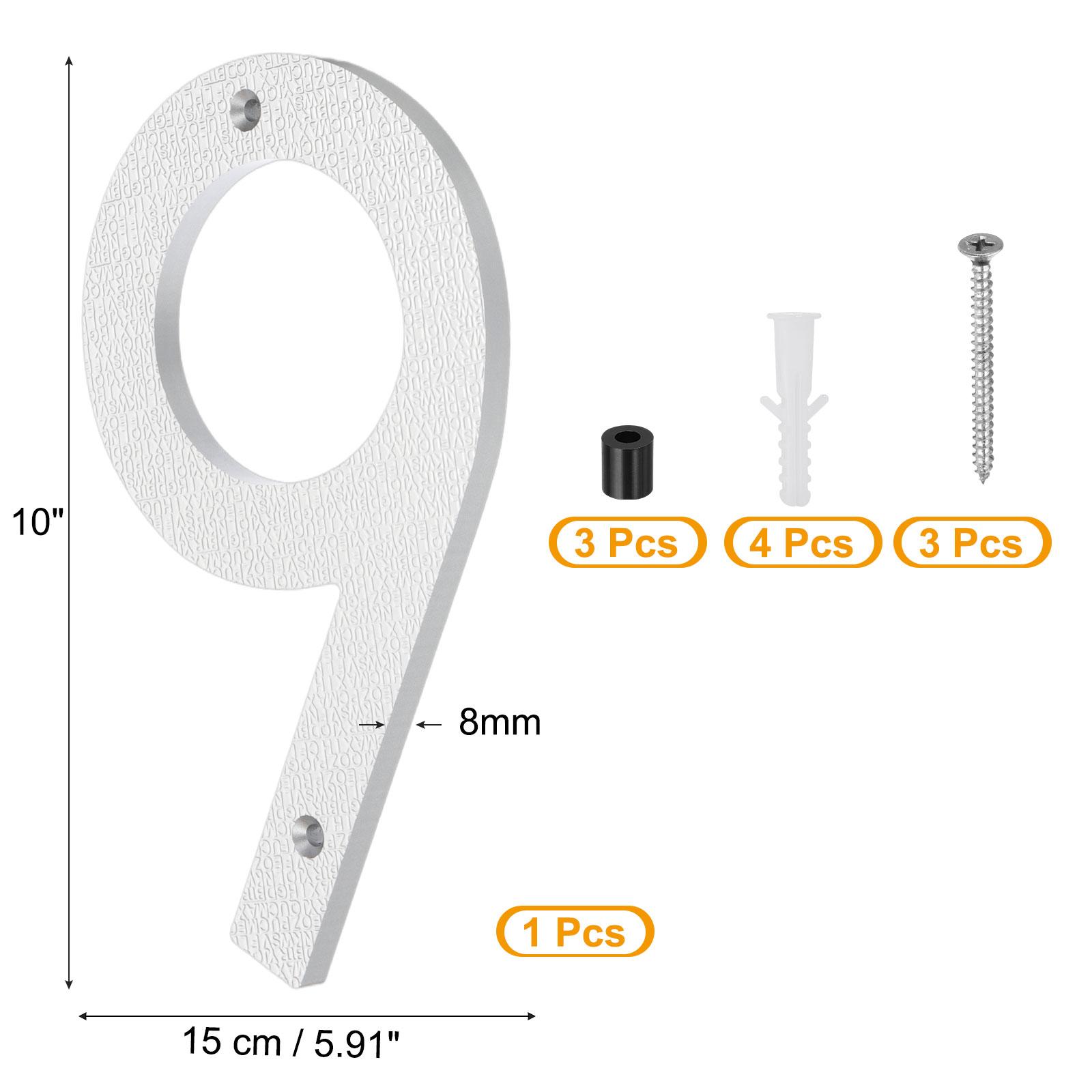 

10 Inch House Number, House Address Numbers Sign Large Floating Modern with Screws for Outside Door Wall Street, Silver, 0-9