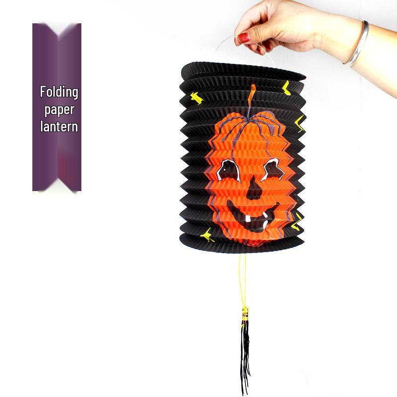 Foldable Halloween Lantern: Pumpkin, Skull & Witch Design