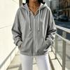 Women's Casual, Loose-Fitting, Striped, -Lined, Hooded Cardigan with Zipper