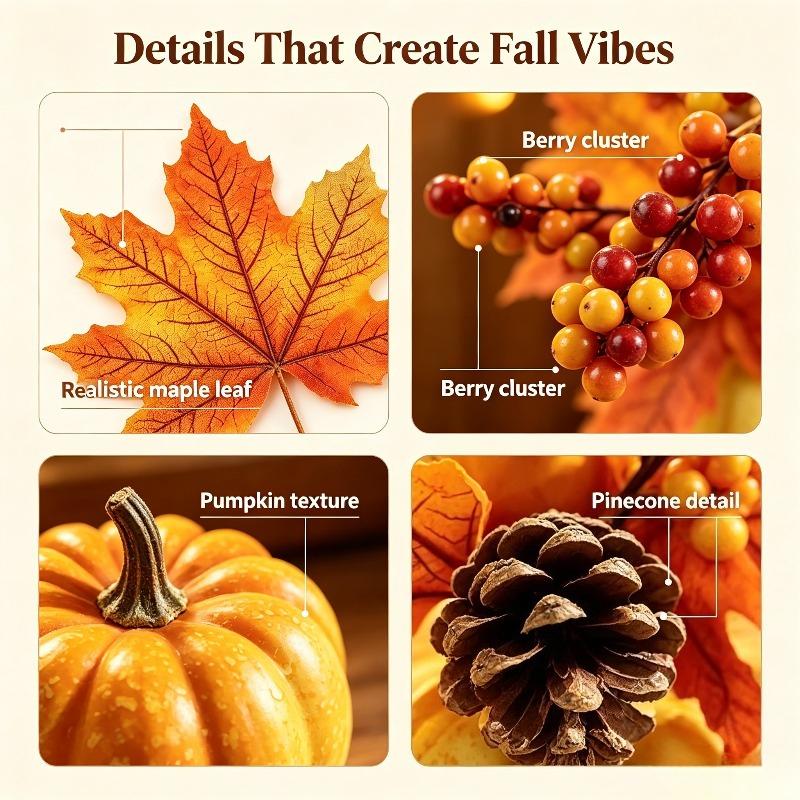 Simulation Halloween Pumpkin Flower Arrangement Foam Fruit Maple Leaf Conifer Seed White Pumpkin Halloween Decor Shooting Props