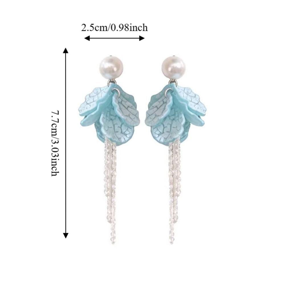 Long Style Pearl Earrings Peach Tea Color Zinc Zinc Alloy Earrings Fashion Jewelry Vacation Style