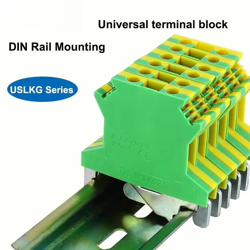 

ULSKG2.5 3 5 6 10 16 35 Ground Screw Rail Din Terminal Block Earth Protective Modular UK Wire Electrical Connector 5PCS